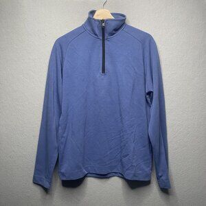 Banana Republic Mens Soft Moisture Wicking LS 1/4 Zip Solid Blue Sweater Size S